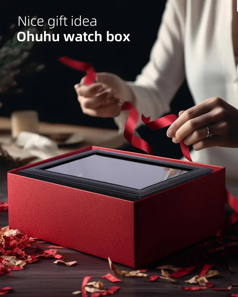 Men's Women's 12 Slots Watch Box PU Leather Watches Display Case Storage Box Holder