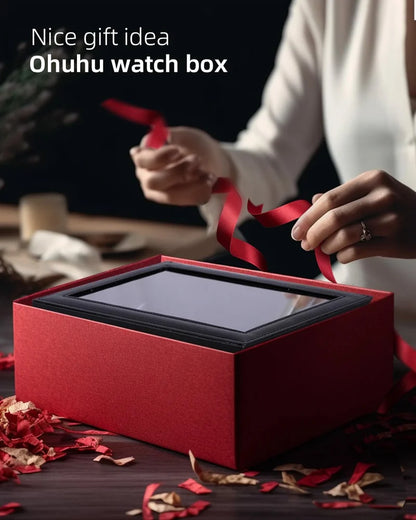 Men's Women's 12 Slots Watch Box PU Leather Watches Display Case Storage Box Holder