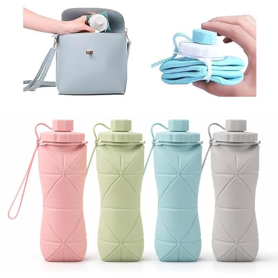 Foldable, Collapsible Silicone Water Bottle 600ml  BPA Free