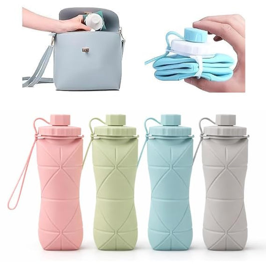 Foldable, Collapsible Silicone Water Bottle 600ml  BPA Free