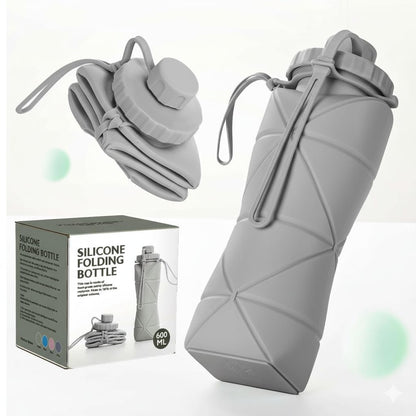 Foldable, Collapsible Silicone Water Bottle 600ml  BPA Free