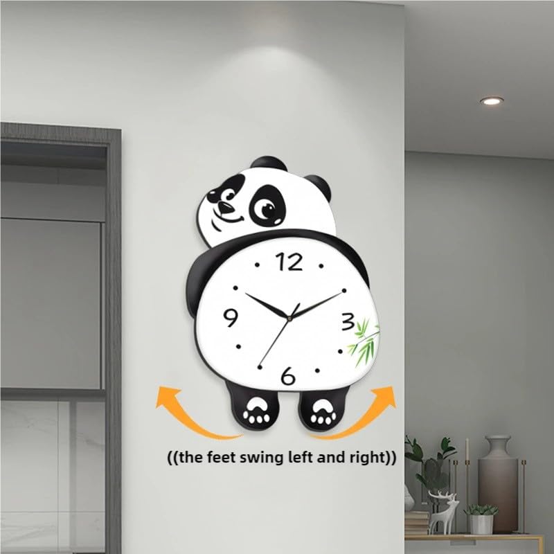 Cute Panda Pendulum Wall Clock