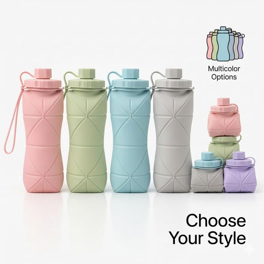 Foldable, Collapsible Silicone Water Bottle 600ml  BPA Free