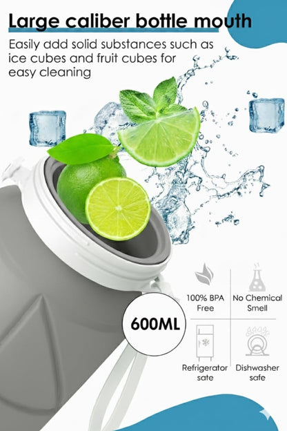 Foldable, Collapsible Silicone Water Bottle 600ml  BPA Free