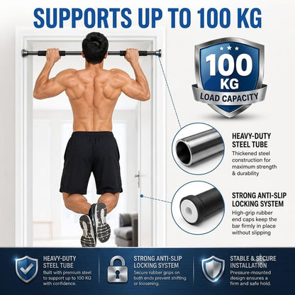 100 kg adjustable no screw pull up bar For Home (62-100cm) Kids & Adults