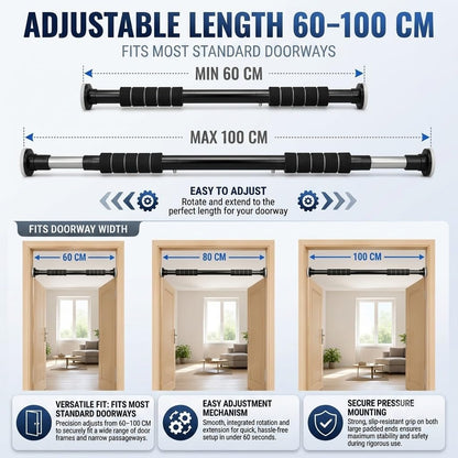 100 kg adjustable no screw pull up bar For Home (62-100cm) Kids & Adults