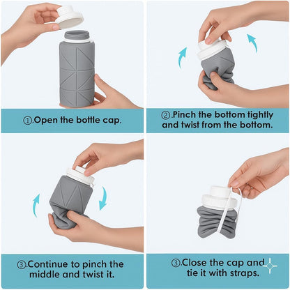 Foldable, Collapsible Silicone Water Bottle 600ml  BPA Free
