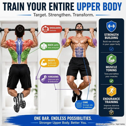100 kg adjustable no screw pull up bar For Home (62-100cm) Kids & Adults