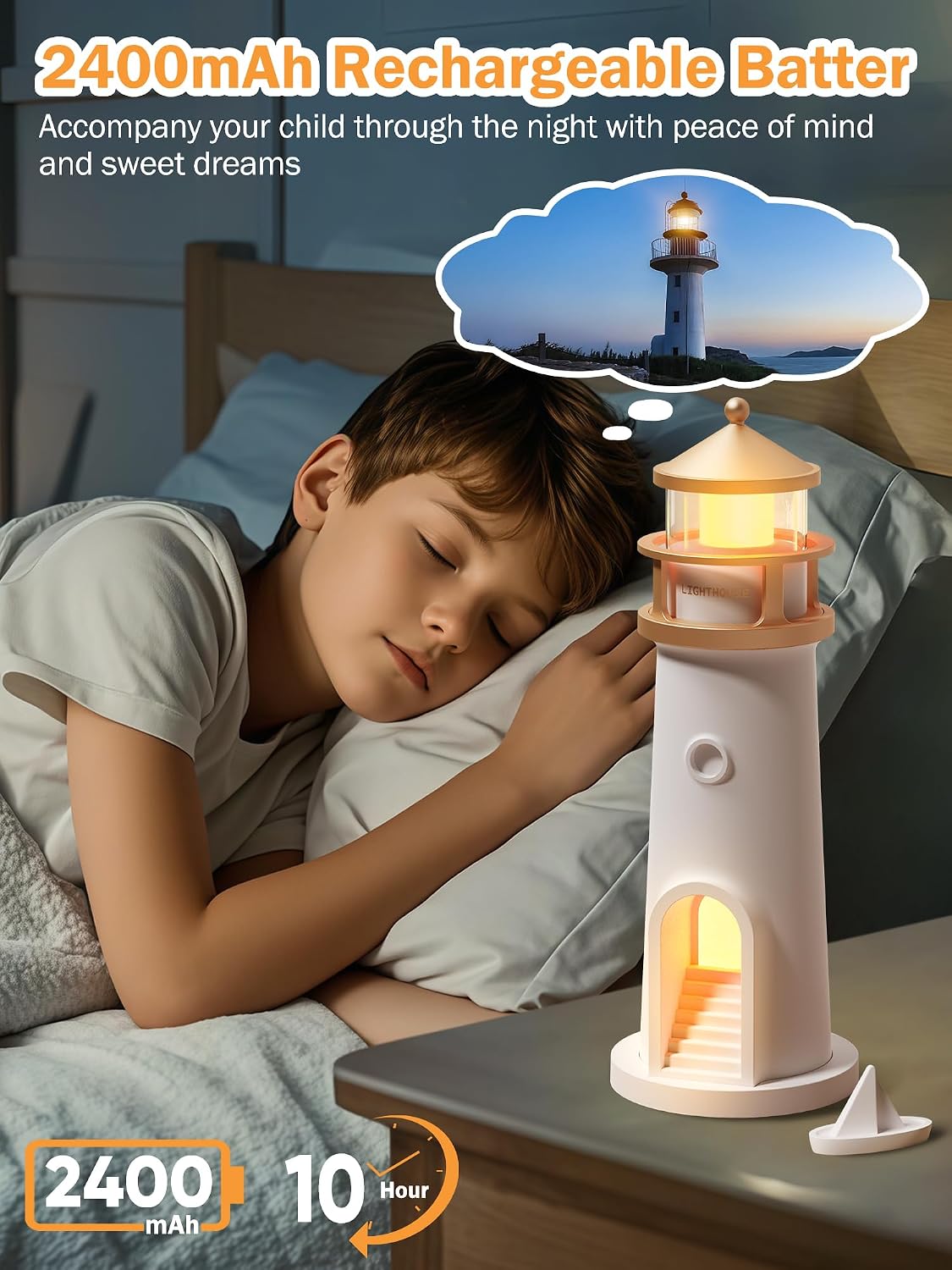 Moon Lamp Projector Night Light, Lighthouse Lamp