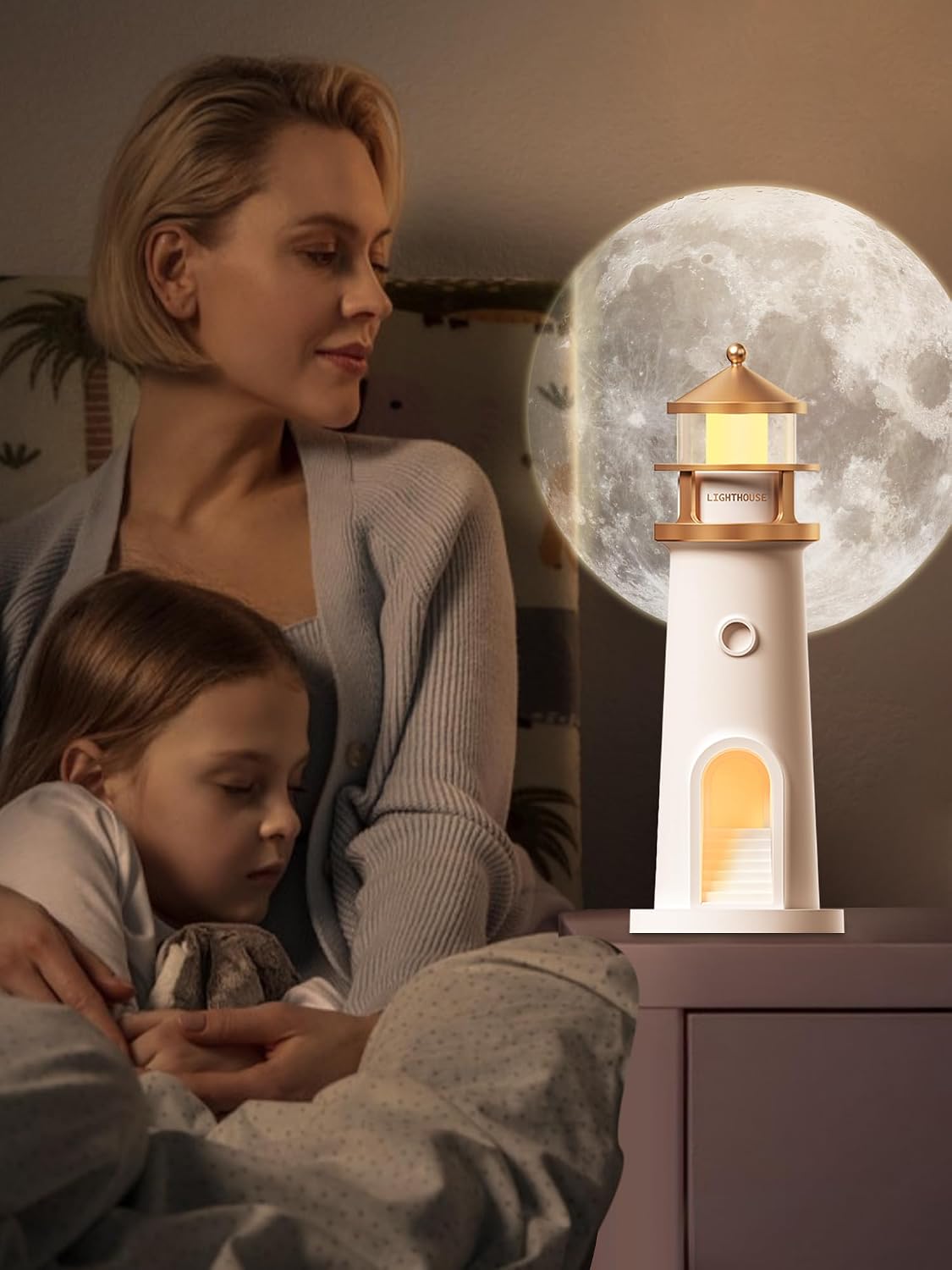 Moon Lamp Projector Night Light, Lighthouse Lamp