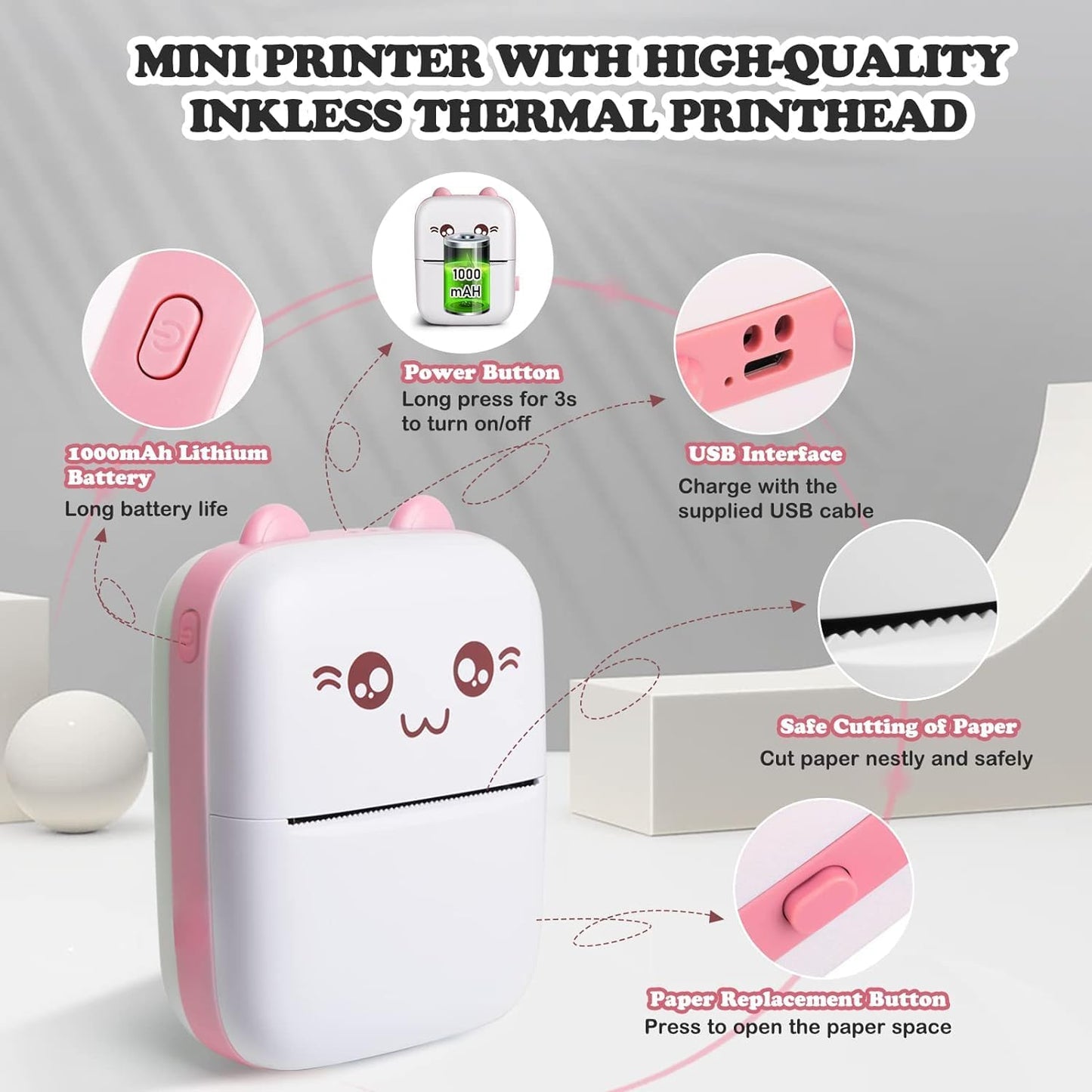 Mini Portable Thermal Printer Bluetooth Pocket Printer