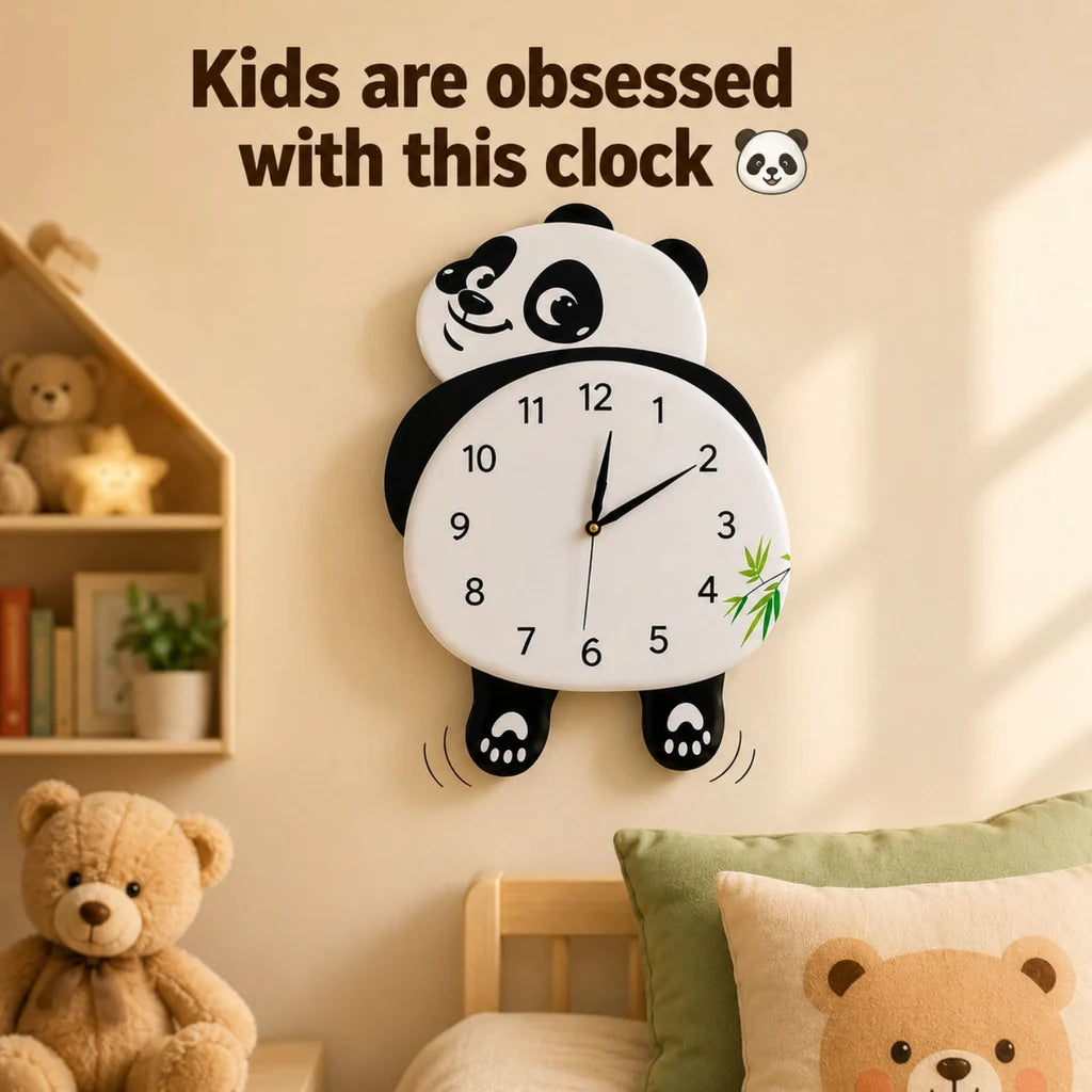 Cute Panda Pendulum Wall Clock