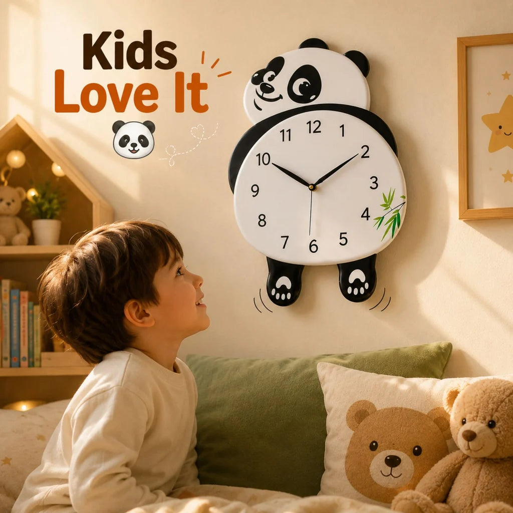 Cute Panda Pendulum Wall Clock