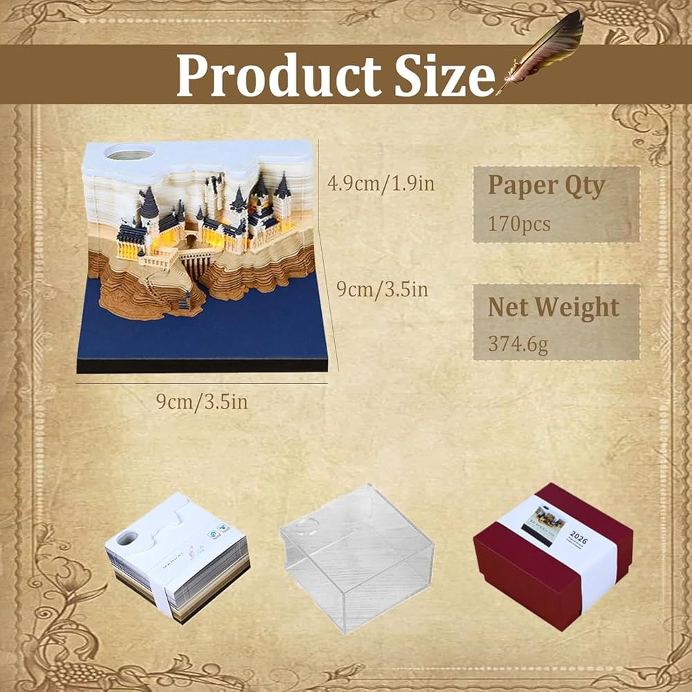 3D Memo Pads Calendar 2026, DIY Art Creative