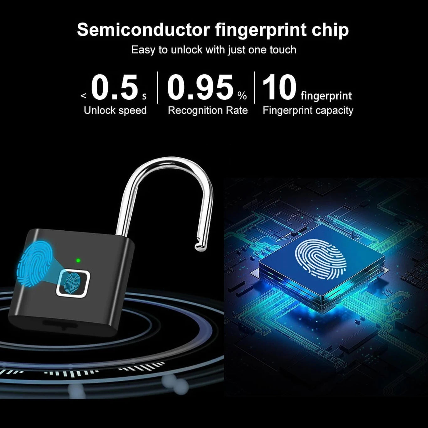 Fingerprint Smart Door Lock with LED Display